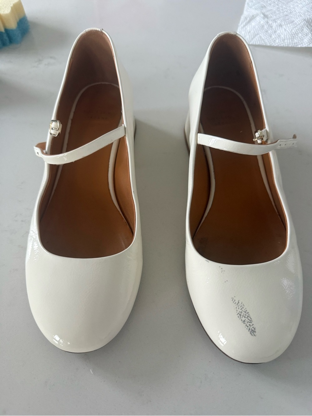 Sezane Women's White Patent Mary Jane Heels